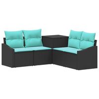 juego de sofa 5 uds negro y azul ratan sintetico y acero vidaxl