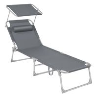 tumbona reclinable plegable grigio scuro  53 x 193 x 29 cm