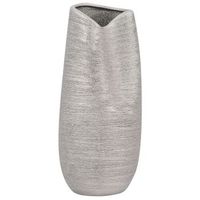 jarron decorativo de mesa de gres plateado 32 cm glam