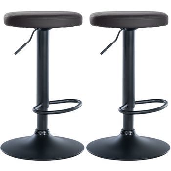Set De 2 Taburetes De Bar Ponte En Polipiel Simil Cuero Negro 38.5x38.5x60 Cm Clp