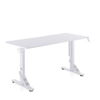 Mesa Gaming Escritorio Valk Skuld Blanca 136x60 - Altura Regulable, Bandeja Cables