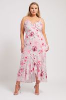 yours london vestido rosa floral con tirantes y volantes mujer curvy y tallas grandes yours london