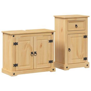 Juego De Muebles De Baño Corona 2 Pzas Madera Maciza Pino Vidaxl