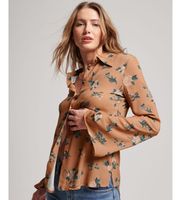 superdry para mujer w4010384a camisa studios de los setenta marron xs casual viscosa manga larga