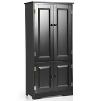 costway armario vertical armario de doble puerta con repisa regulable dispositivo antivuelco organizador para salon dormitorio bano negro