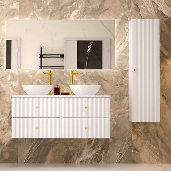 Conjunto de muebles doble lavabo paneles de melamina y de mdf blanco