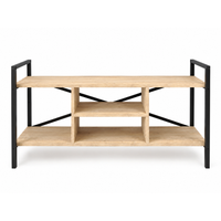 mesa de tv de estilo industrial con estantes  alto 61  ancho 120  fondo 35 