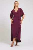 yours london vestido cruzado granate  mujer curvy y tallas grandes yours london