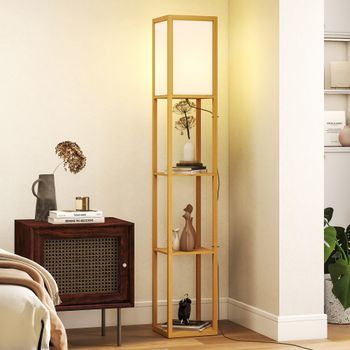 Lámpara De Pie De Mdf Acrílico Homcom 26x26x160 Cm Natural