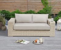 cardinal ivory and cream rattan wicker 2 seater garden sofa