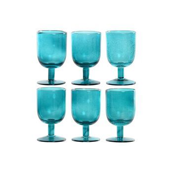 Copa Set 6 Cristal 8x8x14 300ml Burbujas Turquesa