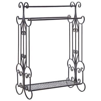 Toallero De Metal Negro 60 X 90 Cm Independiente 3 Rieles Vintage Gladis