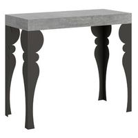 consola extensible estilo oriental torza-color gris cemento-soporte 2 pies-5 alargaderas gruesas