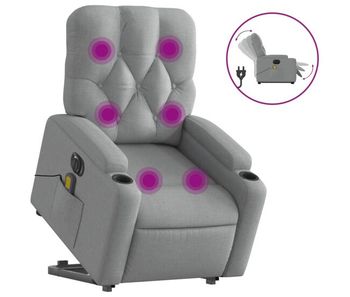 Vidaxl sillón de masaje eléctrico reclinable elevable tela gris claro