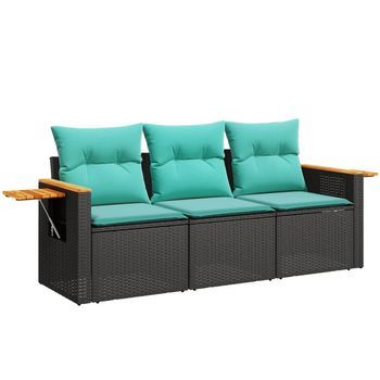 Set De Sofás De Jardín Con Cojines 3 Pzas Ratán Sintético Negro Cfw884750