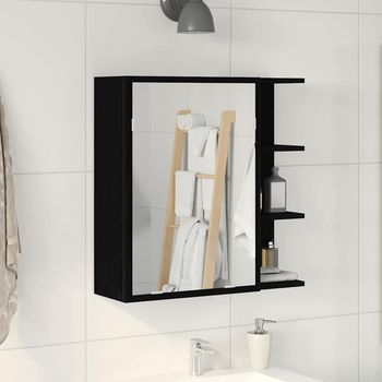 Vidaxl Armario Con Espejo De Baño Roble Negro 62,5 X 20,5 X 64 Cm