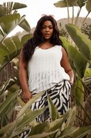 yours top algodon marfil de crochet sin mangas  mujer curvy y tallas grandes yours