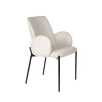 lote de 2 sillas de mesa de tela y metal - crudo