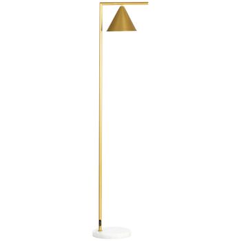 HOMCOM Lámpara de pie de salón en acero con pantalla cónica orientable base mármol 40W 35x26x153 cm dorado   Aosom España