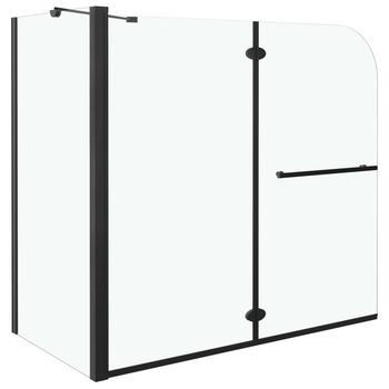 Mampara De Ducha Plegable Esg Negra 120x68x130 Cm Vidaxl