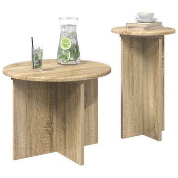 2 Piezas Conjunto De Mesas Auxiliar | Mesa De Apoyoes Roble Sonoma