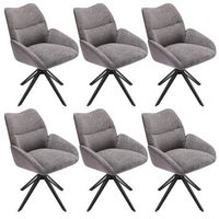 juego de 6 sillas de comedor - giratorias 360 - tejido sherpa - gris