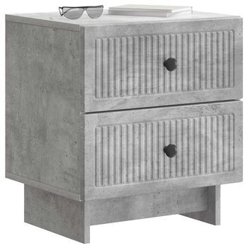 Pack 2 Uds Mesita De Noche | Armario De Noche | Mesa De Noche Gris Hormigón 43 X 34,5 X 47,5 Cm