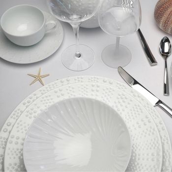 Plato de presentación (x3) porcelana de limoges blanco
