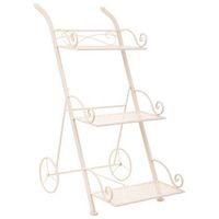 carrito 3 baldas para macetas de forja blanco