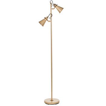 Lámpara De Pie Industrial De 2 Luces Pantalla Ajustable Metal Beige Moyola