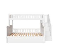 cama infantil 90200140200cm - litera de madera maciza con escalera de seguridad cama extraible y somier blanco
