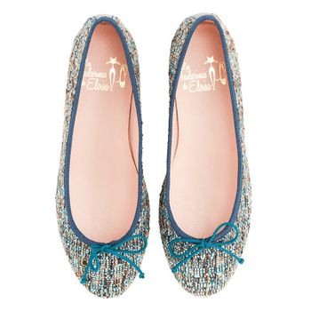 Bailarina plana tejido tweed azul - Modelo Chanel.