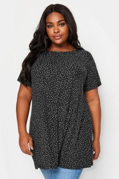 Yours Top Negro De Pequeños Lunares, Mujer Curvy Y Tallas Grandes, Yours