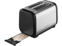 tostadora - moulinex subito 5 lt5s0d 1200w 2 ranuras 7 niveles de tostado bandeja recogemigas descongela y recalienta inox