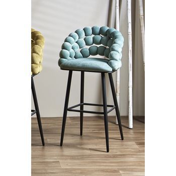 Taburete Bar Nimpha Terciopelo Azul 54x45x109 Cms