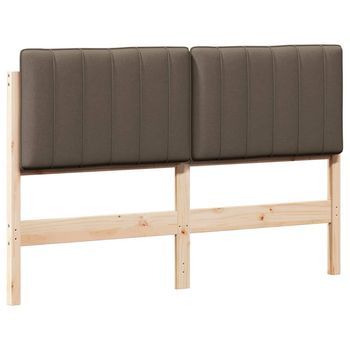 Cabecero Tapizado Marrón Y Topo 140 Cm Madera De Pino Macizo Vidaxl
