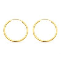 9ct gold diamond cut hoop earrings - 20mm - g2418