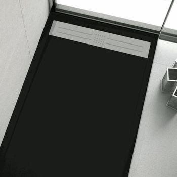 Plato De Ducha Resina Elite Negro  90x130cm Rejilla Inox