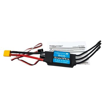 Hobbyocean ESC de 80A 2-7S con BEC 5V/5A, con conector XT60 para avión RC de ala fija tipo jet