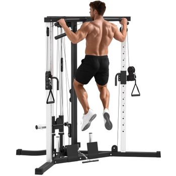 SPORTNOW Máquina de Multiestación Musculación Entrenamiento Placas de Peso de 100 kg Carga 120 kg 170x139x200 cm Negro   Aosom España
