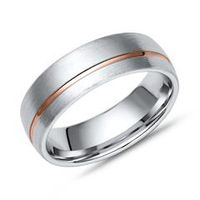 anillo hombre bicolor plata rosa grabable