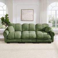 canape de 3 plazas cloud verde con 2 cojines decorativos asiento grueso respaldo ergonomico y acolchado para salon
