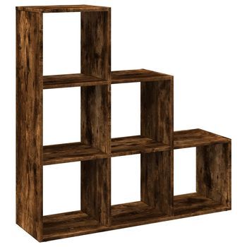 Librería Divisor 3 Niveles Madera Roble Ahumado 99x29x99 Cm Vidaxl