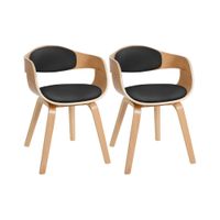 set de 2 sillas con asiento en simil cuero naturalnegro