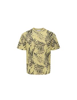 Camiseta ONLY & SONS Onskash Reg Leaf Aop Hombre Pale Verde Oliva