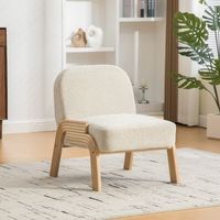 sillon - mueble para salon - chenilla y madera - beige 72x61x78cm