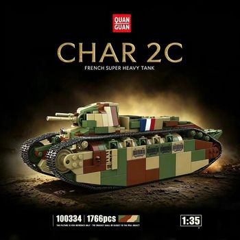 Bloques de Construcción de Tanque Súper Pesado QuanGuan 100334, 1766 Piezas, Modelo de Vehículo Militar, Ladrillos de Juguete para Ensamblar, Regalo para Niños y Adultos
