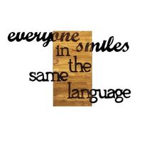 decoracion pared de madera everyone smiles in the same language nogal negro 95x3x58 cm
