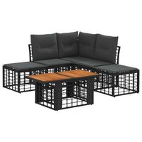conjunto de sofas de jardin 6 uds negro y gris oscuro vidaxl