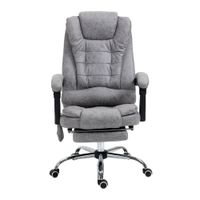 vinsetto silla de oficina de direccion de masaje con calefaccion altura ajustable respaldo reclinable tela de microfibra gris   aosom espana